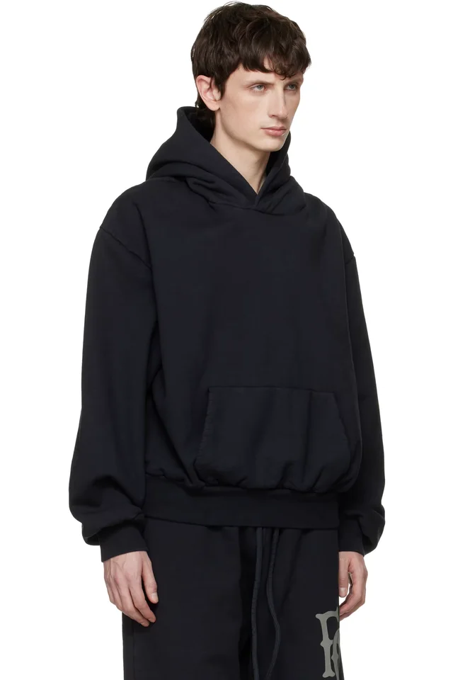Fear of God Black Sunfaded Classic Half Raglan Pocket Hoodie, photo 2 of 4 from SSENSE