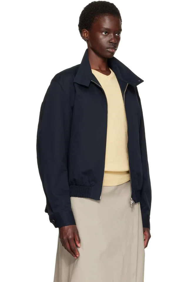 TONYWACK Navy High Density Cotton Harrington Jacket, photo 2 of 4 from SSENSE