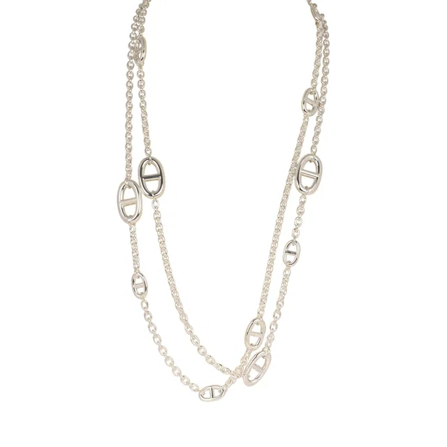 Hermès Farandole Rope Necklace 120cm Sterling Silver Hardware from Madison Avenue Couture