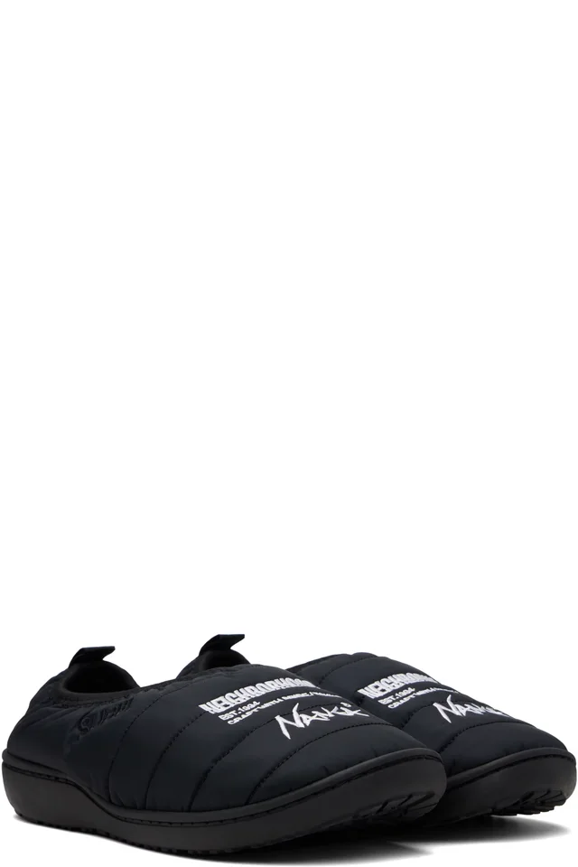 Neighborhood Black NANGA & SUBU Edition Vamp Slippers, photo 4 of 5 from SSENSE