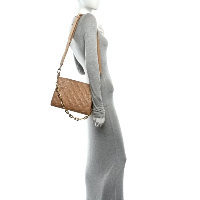 Louis Vuitton Embossed Monogram Coussin PM Camel in Brown Lambskin from FASHIONPHILE, photo 2 of 9