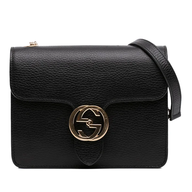 Black Gucci Small Dollar Calfskin Interlocking G Crossbody in Black Calfskin from Designer Revival, photo 1 of 1