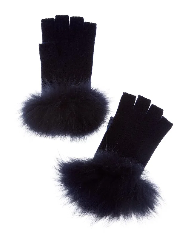 Sofia Cashmere sofiacashmere Fingerless Cashmere Gloves, image 1 of 1 from Rue La La