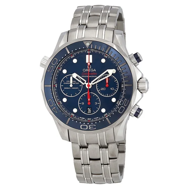 Omega Seamaster Chronograph Blue Dial Mens Watch 212.30.44.50.03.001 in silver|blue|gray Ceramic from Jomashop.com