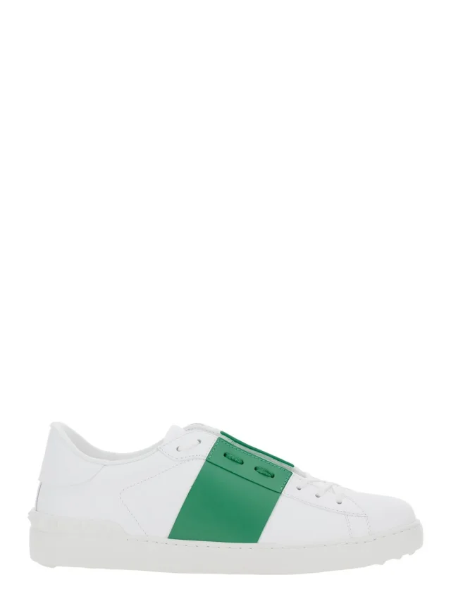 Valentino garavani 'Open' White Sneakers with Contrast Detail in Leather Man in White 100% Calf from Gaudenzi Boutique, photo 1 of 1