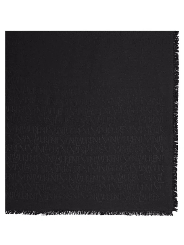 Saint Laurent Square Silk Scarf — Black Scarfs in Black Silk from HEWI