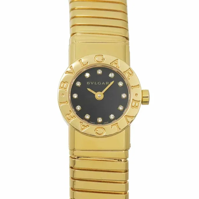 Bvlgari BVLGARIBVLGARI Tubogas BB192TG 12P Diamond 750 YG Black Dial in Black from Luxury Promise