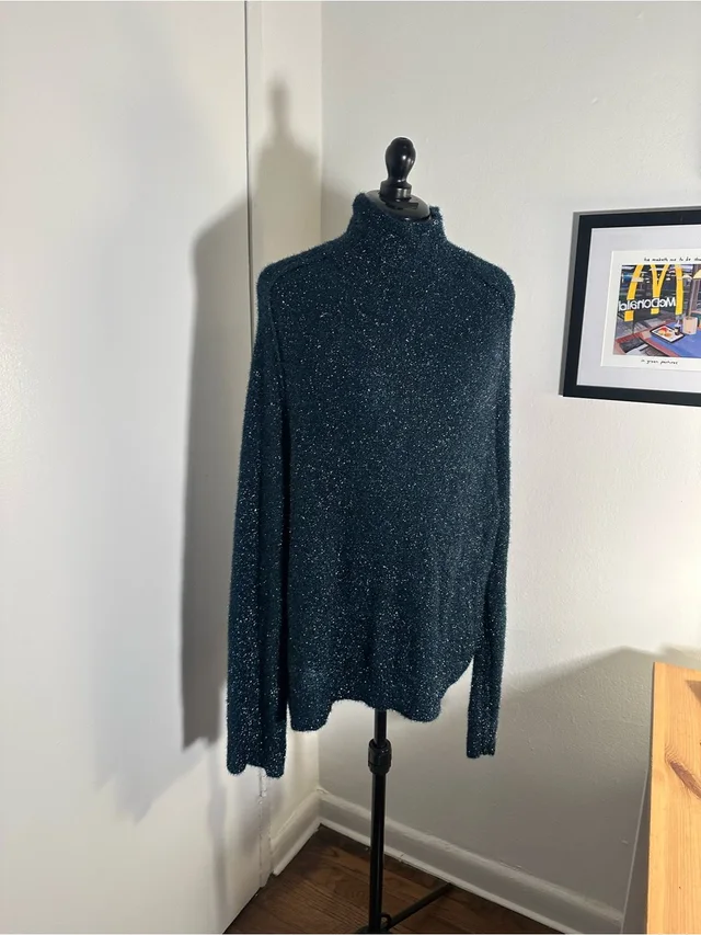Acne Studios Metallic Turtleneck Sweater - Dark Teal in green|blue Nylon from Poshmark