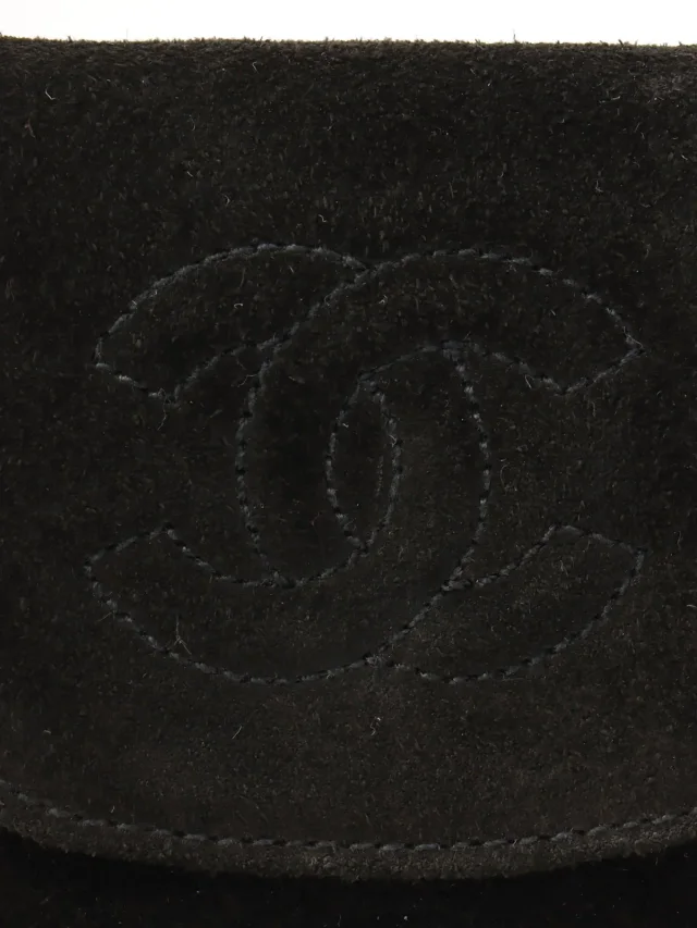 Chanel Suede CC Mark Stitch Chain Shoulder Bag Mini Black circa 2001 in Black Suede from VINTAGE QOO TOKYO, photo 8 of 13