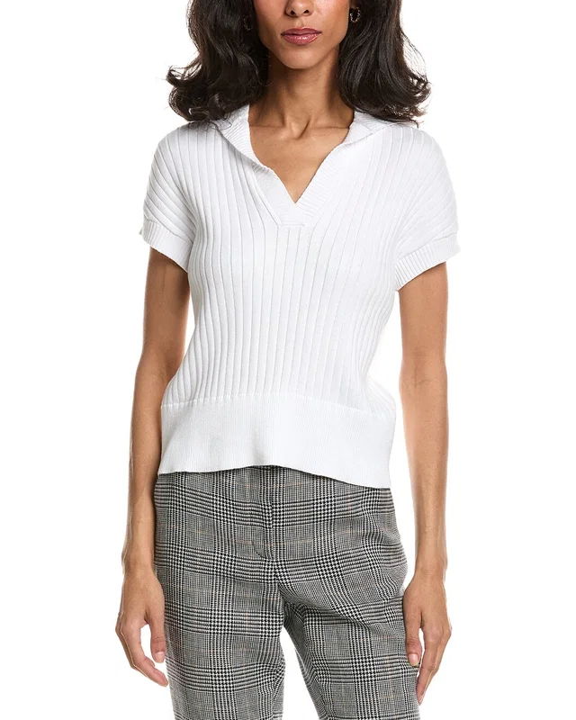 Forte Rib Cap Sleeve Polo Sweater, image 1 of 1 from Gilt