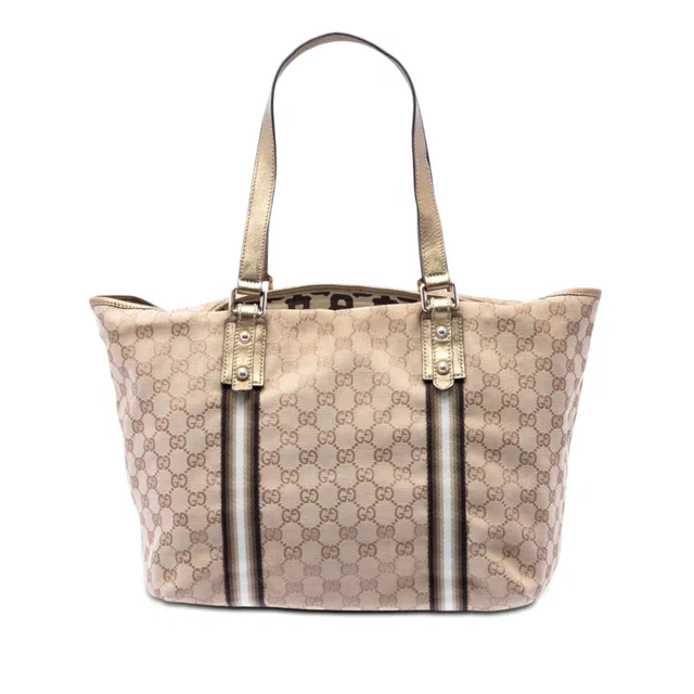 Beige Gucci Large GG Canvas Jolicoeur Tote in Beige Canvas from Designer Revival