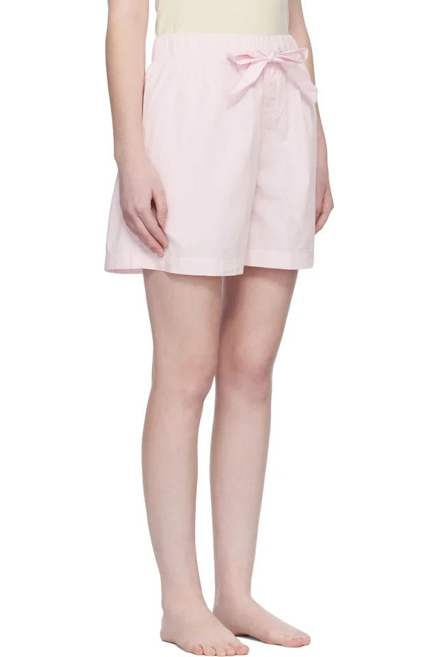 Tekla Pink Poplin Pyjama Shorts, photo 2 of 4 from SSENSE