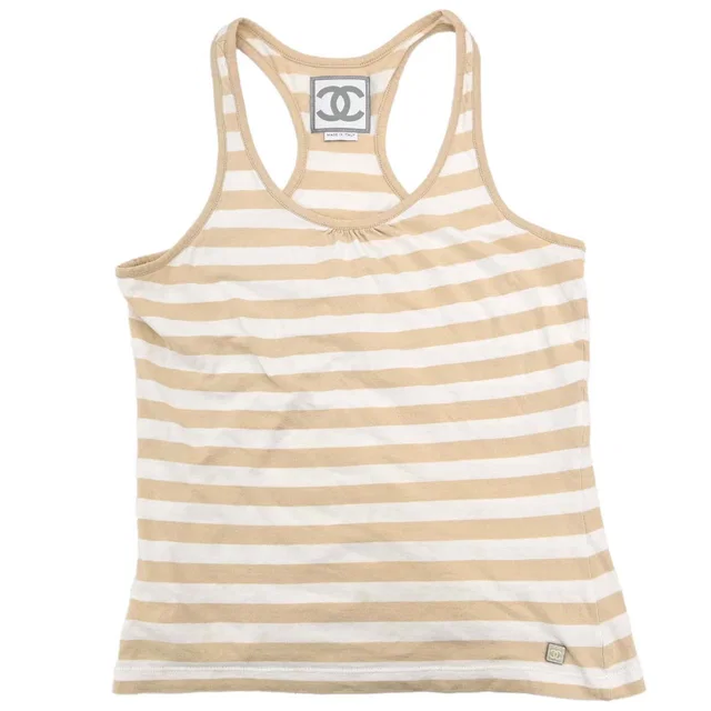 Chanel 2007 Striped Tank Top Beige White #34 in White from AMORE Vintage Tokyo