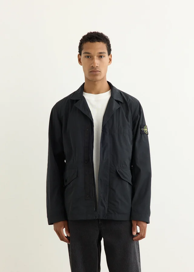 Stone Island Micro Twill Concealed Zip Blazer in Black from Incu, photo 1 of 1
