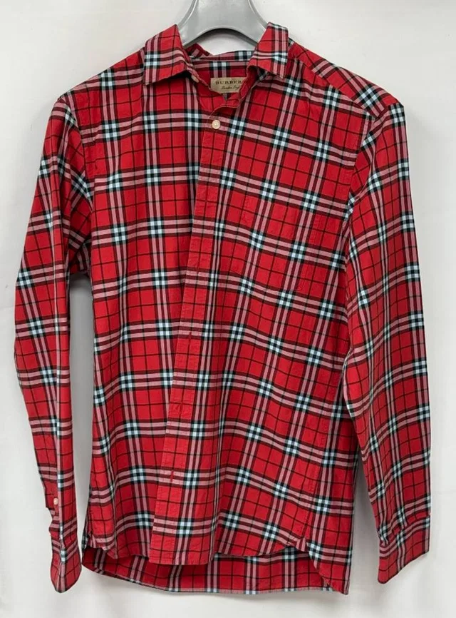 Burberry Plaid red cotton shirt Red and Black Size: M in Red from Oxfam Online Shop