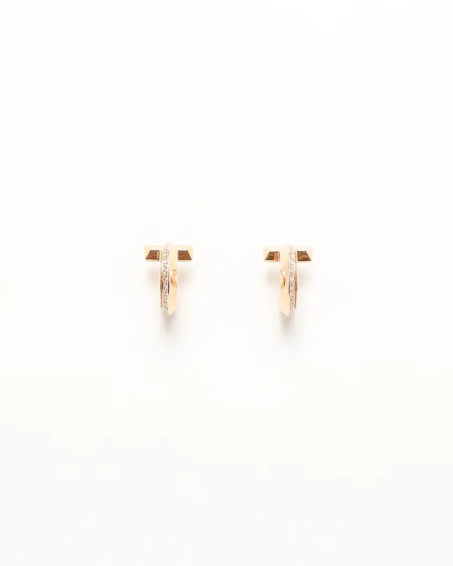 Tiffany & Co. T-One Hoop Earrings in 18kt Yellow Gold with Diamonds in Yellow from A Retro Tale