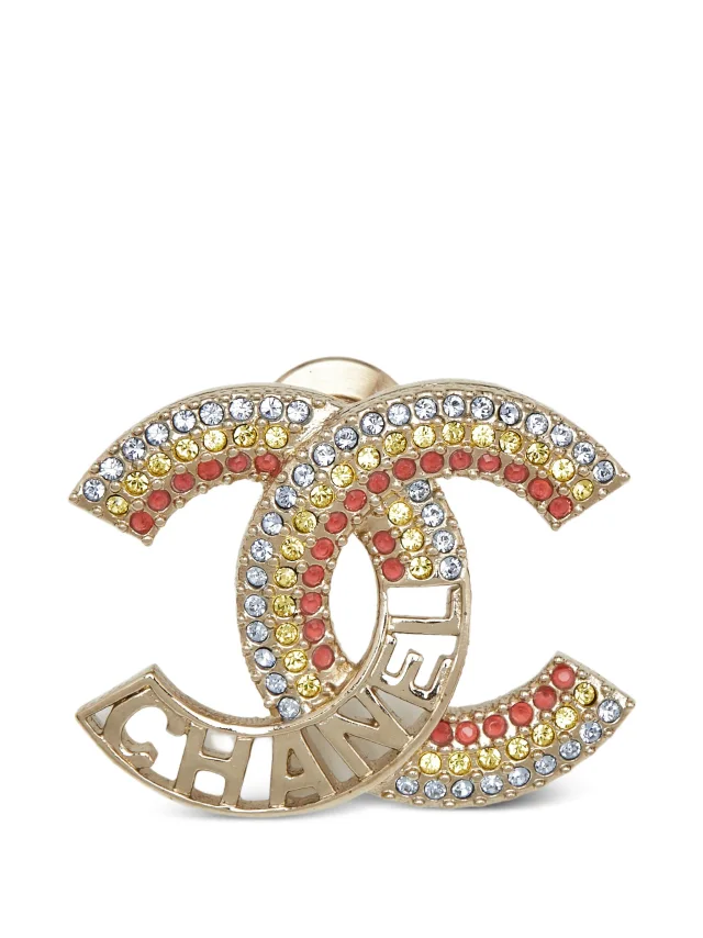 Chanel Pre-Owned CC Crystal Brooch | Gold | FARFETCH in Gold from Farfetch
