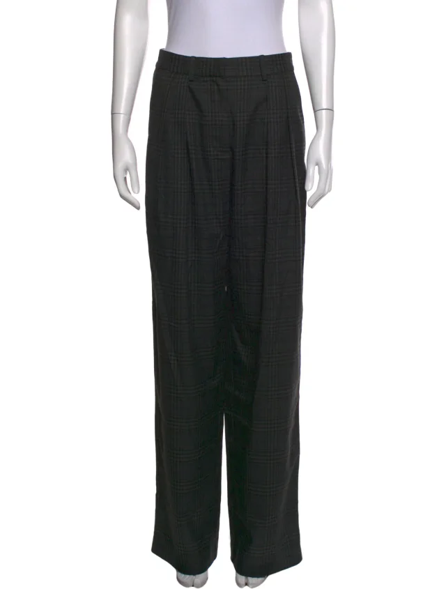Proenza Schouler Plaid Print Wide Leg Pants in black from The RealReal