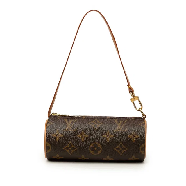 Brown Louis Vuitton Monogram Papillon Pochette Handbag in Brown Coated canvas from Designer Revival
