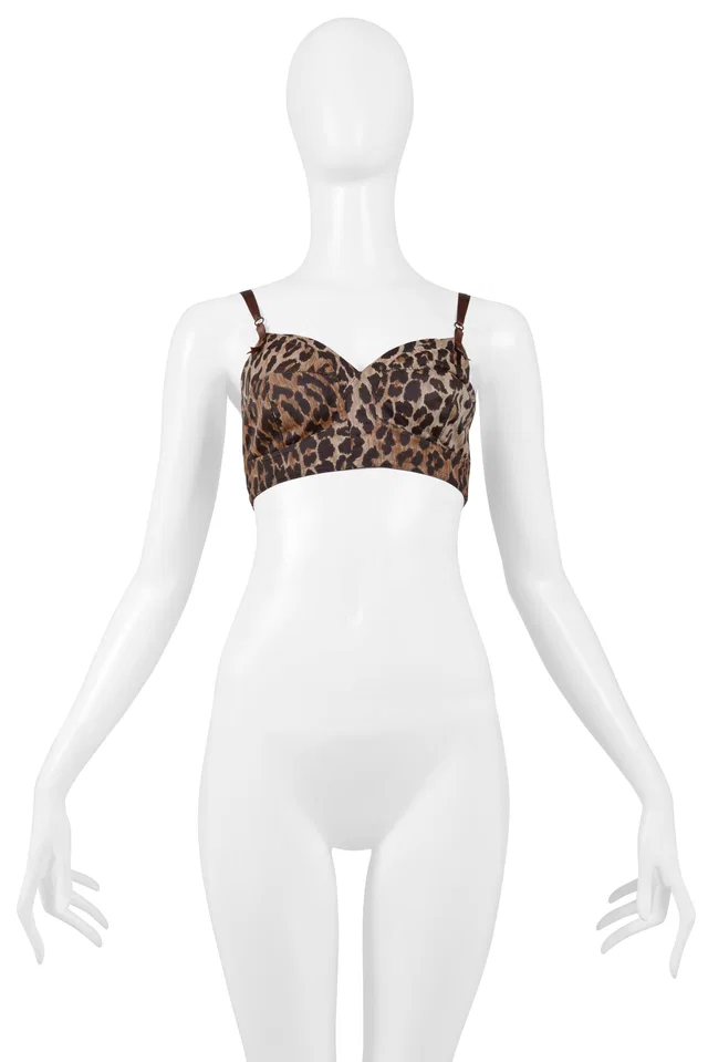Dolce & Gabbana Leopard Bustier Bra Top 1997 in Nylon from Resurrection Vintage