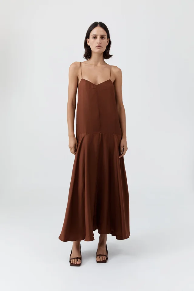 St Agni Silk Twill Relaxed Slip Dress - Brick from St. Agni, photo 1 of 1