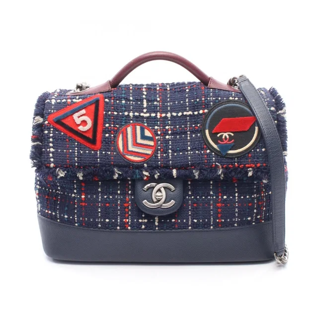 Chanel Shoulder Bag Air Line Navy Wine Red Fabric Leather Air 2-Way in Burgundy Leather from The Reluxe