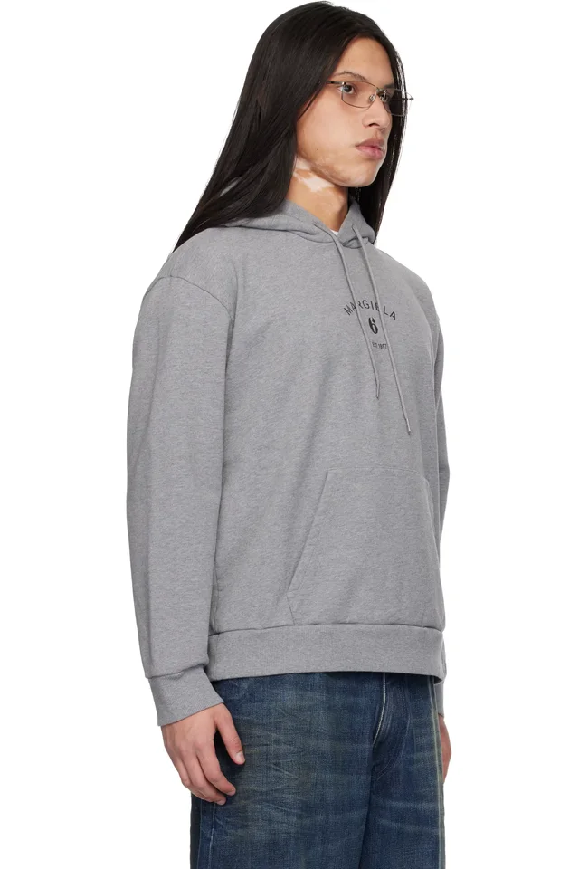 MM6 Maison Margiela Gray Logo Hoodie, photo 2 of 4 from SSENSE