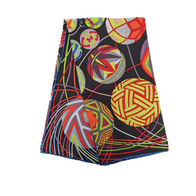 Black Hermès L Art du Temari Silk Scarf 90 Scarves in Black Silk from Designer Revival