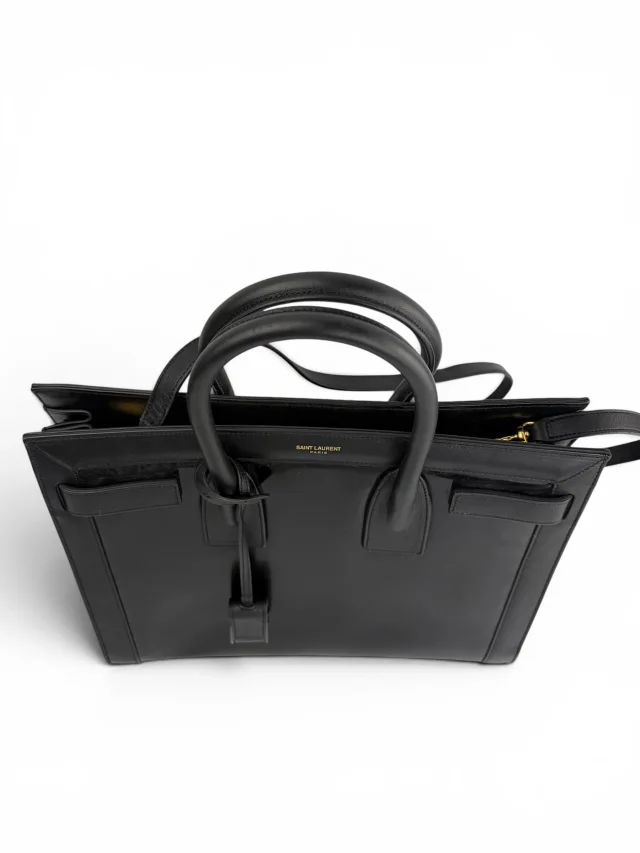 Saint Laurent Small Black Leather & Patent Sac de Jour in Black Patent leather from Season 2 Consign, photo 6 of 10