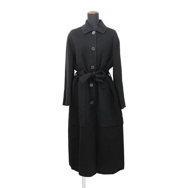 Hermès Coat Double Face Wrap Cashmere 34 Black in Black Cashmere from The Reluxe