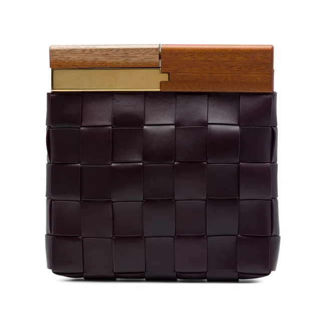 Red Bottega Veneta Lambskin Maxi Intrecciato The Snap Clutch in Red Lambskin from Designer Revival