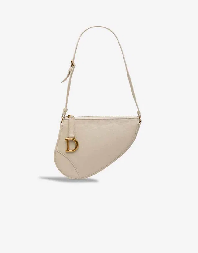 Dior Saddle Pochette Goat Ivory in White Goatskin from SACLÀB