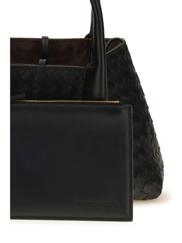 Bottega Veneta Pinacoteca Shoulder Bag — Black Calf Leather in Black Calfskin from HEWI