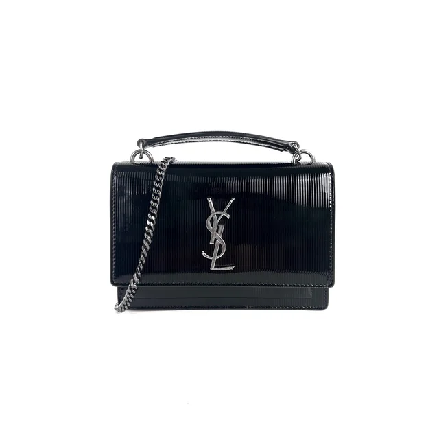 Saint Laurent Mini Sunset Patent Black in Black Patent leather from The Purse Affair