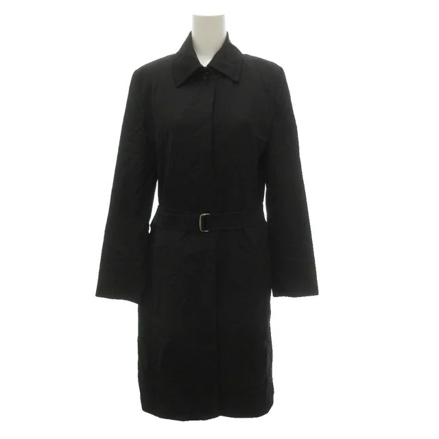Max Mara White Tag Soutien Collar Coat with Long Belt Black 38 in Black Silk from The Reluxe