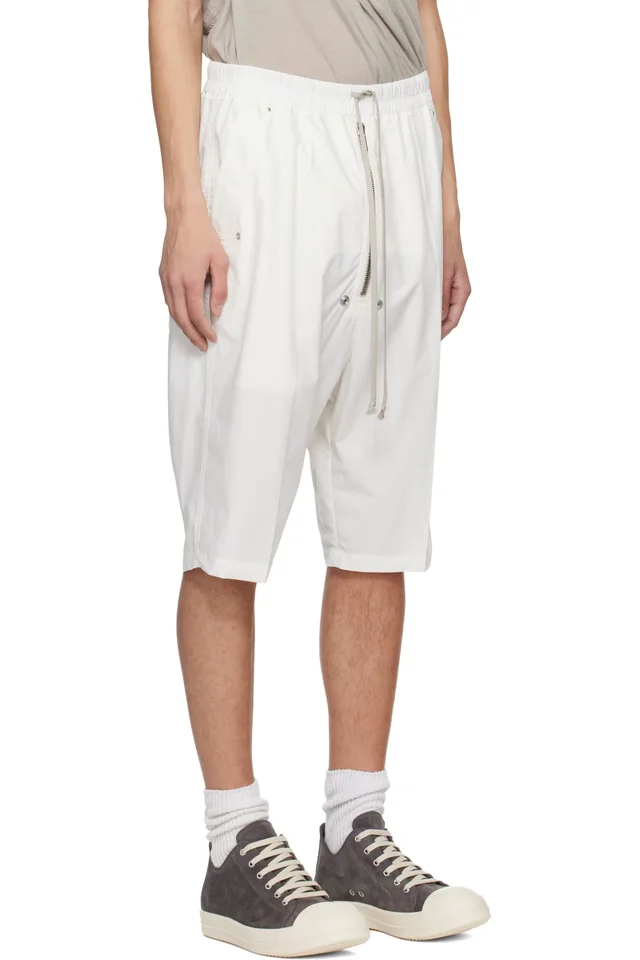 Rick Owens Off-White Temple Bela Pods Shorts, photo 2 of 4 from SSENSE
