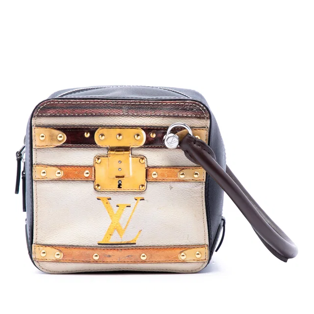 Brown Louis Vuitton Transformed Canvas Time Trunk Square Bag Satchel in Brown Canvas from Designer Revival