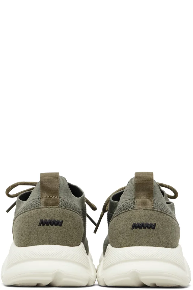 Hugo Green Woven & Faux-Suede Sneakers, photo 2 of 5 from SSENSE