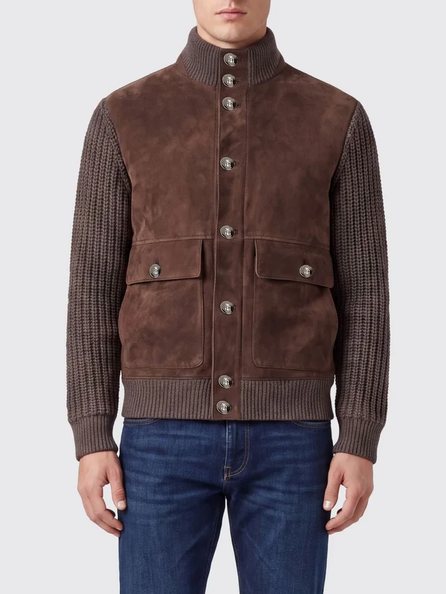 Brunello Cucinelli Suede Panel Blouson Jacket, photo 4 of 5 from SENSER