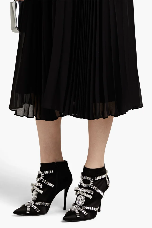 Roger Vivier Sin Evening 100 Crystal-Embellished Satin Ankle Boots in Black, photo 2 of 5 from THE OUTNET