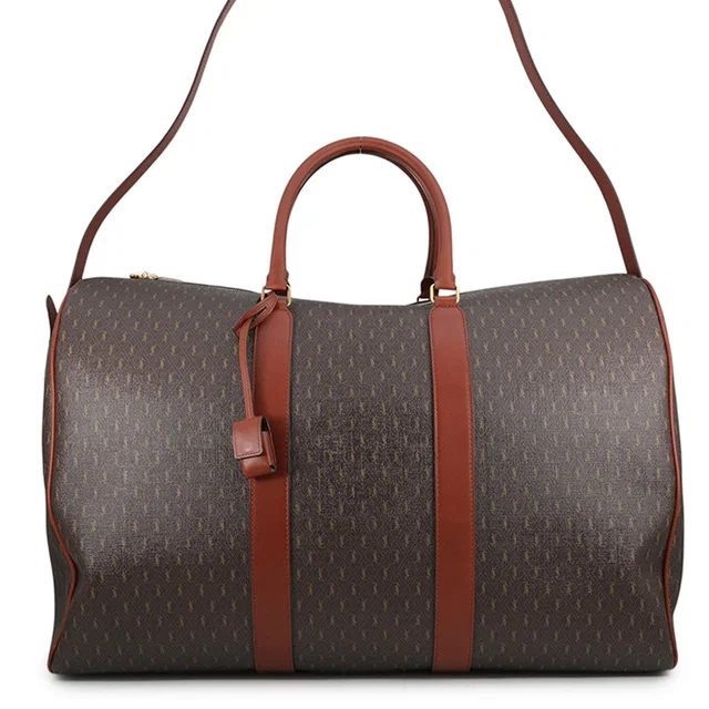 Saint Laurent Monogram 72H Duffle Travel Bag Brown582141 PVC Calf Leather in Calfskin from GALLERY RARE