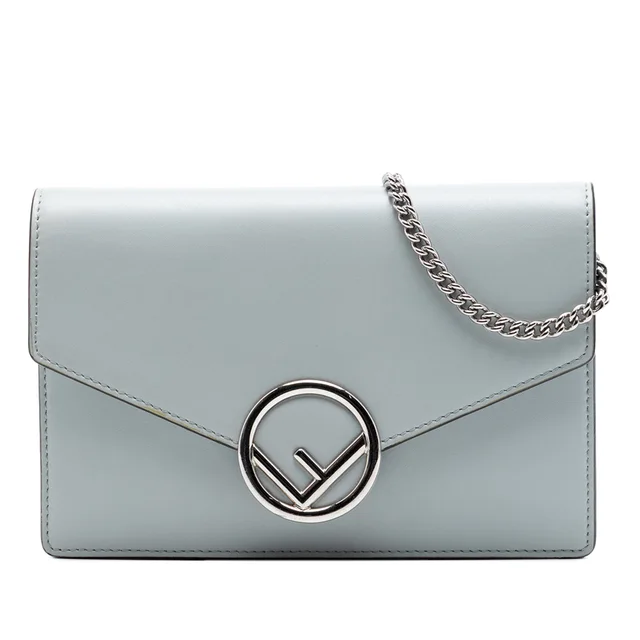 Gray Fendi Leather F Is Fendi Envelope Wallet On Chain Crossbody Bag in Grey Leather from Designer Revival