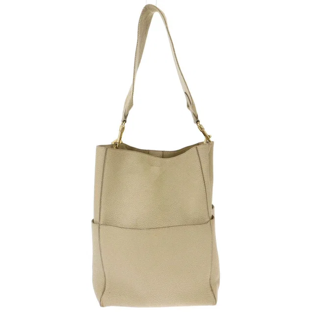 Celine Sangles Bucket Shoulder Leather Bag Beige in Beige Leather from The Reluxe