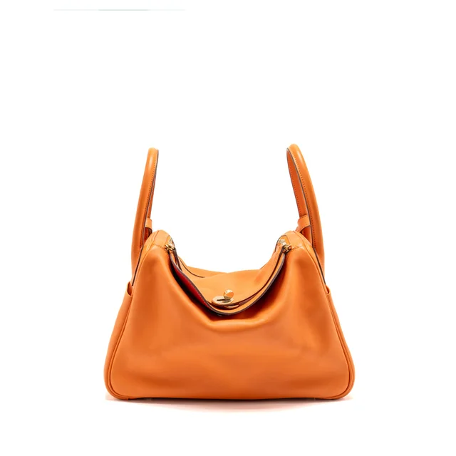 Hermès Lindy 30 Swift Leather orange / red LGHW Stamp X in Red Swift leather from EMIER