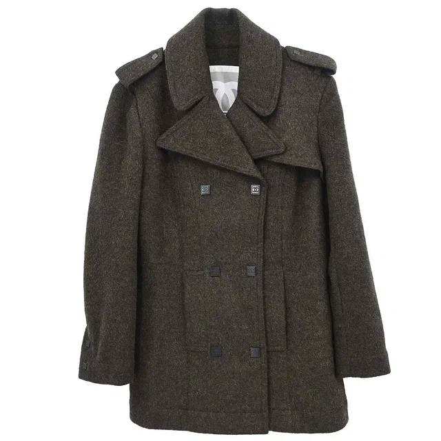 Chanel 2005 Sport Line Double Breasted Jacket Brown #38 in Brown Cashmere from AMORE Vintage Tokyo