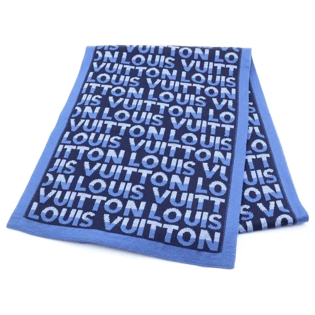 Echarpe LV Split Shawl Scarf Blue Navy Wool in Navy Wool from The Reluxe
