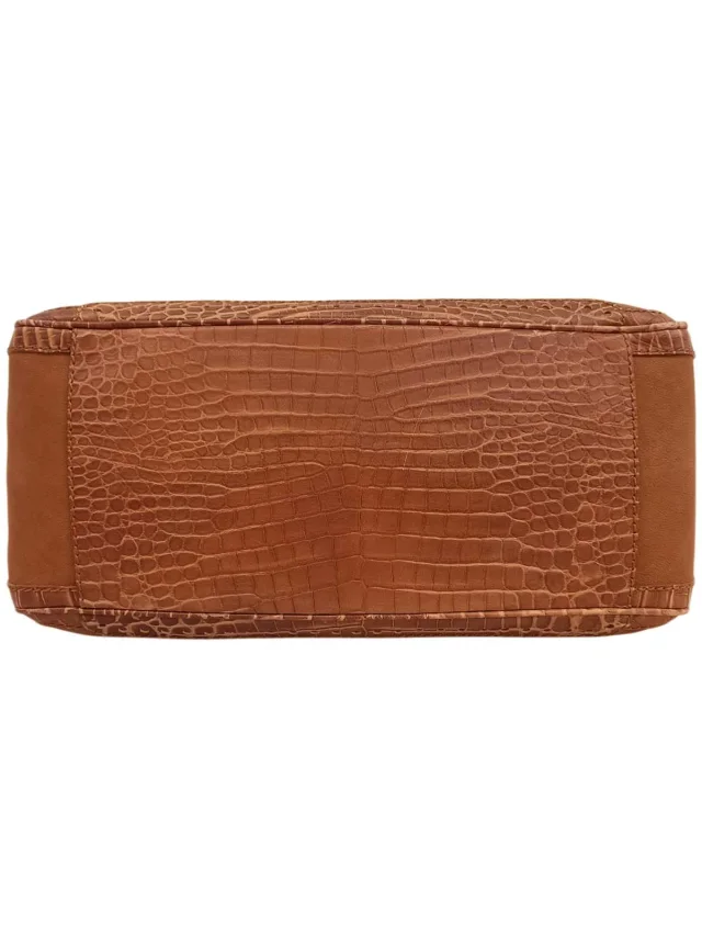 Celine Croco Embossed Handbag Brown in Brown Leather from VINTAGE QOO TOKYO, photo 8 of 10
