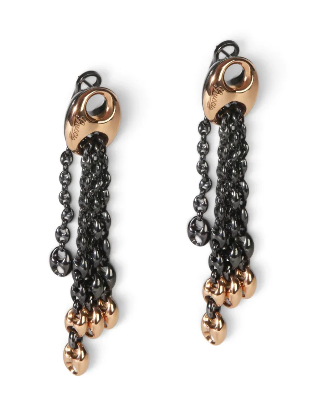 Gucci Rose Gold & Black Sterling Silver Mariner Link Earrings in Black Mixed from Season 2 Consign, photo 2 of 3