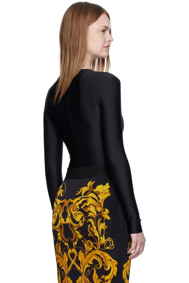 Versace Jeans Couture Black Logo Bodysuit, photo 3 of 5 from SSENSE