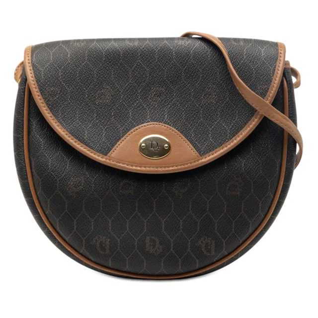 Black Dior Honeycomb Coated Canvas Crossbody in Black Coated canvas from Designer Revival